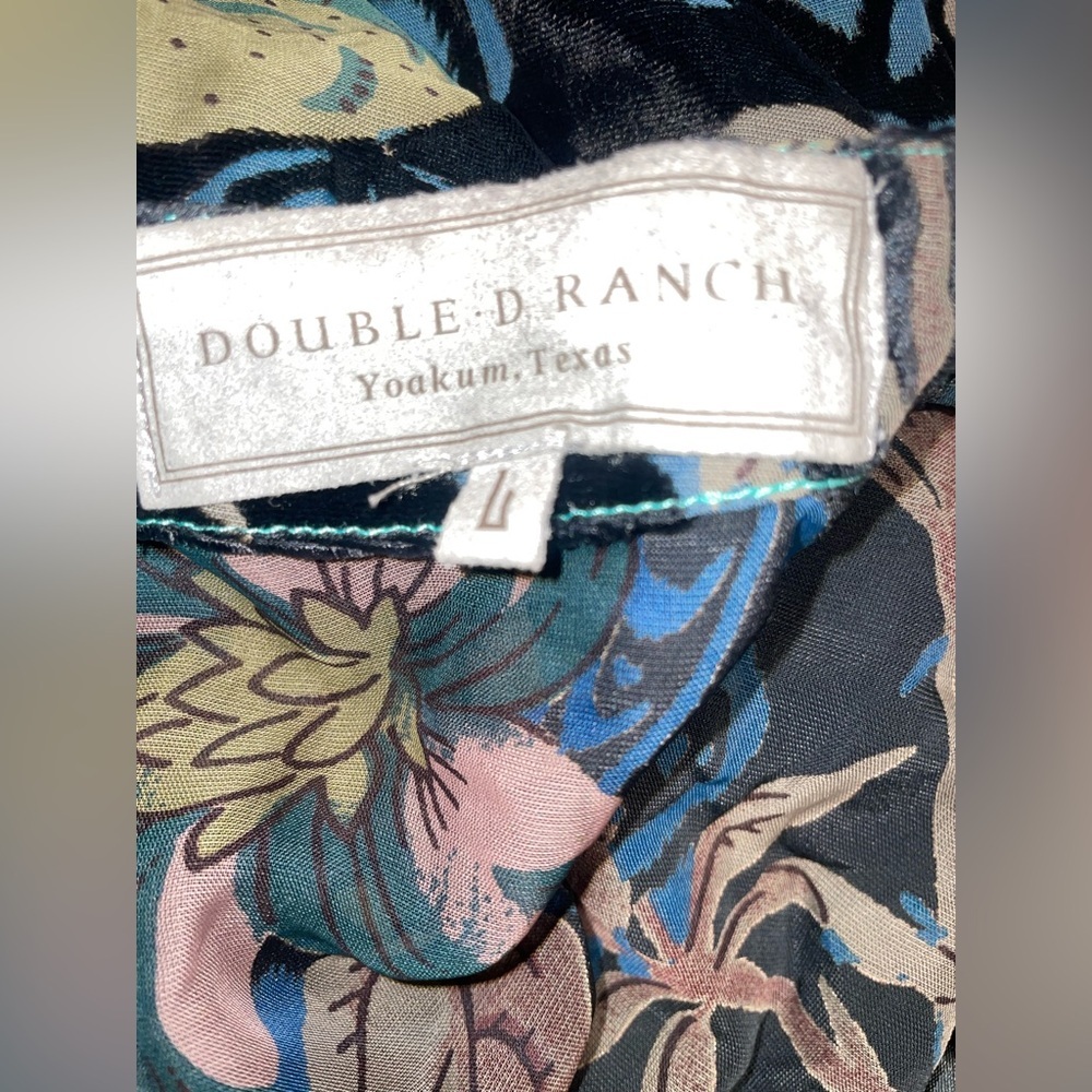 New! Double D Ranch Burnout Velvet Floral Kimono Cape Turquoise Fringe 🤠 Large - Picture 9 of 10